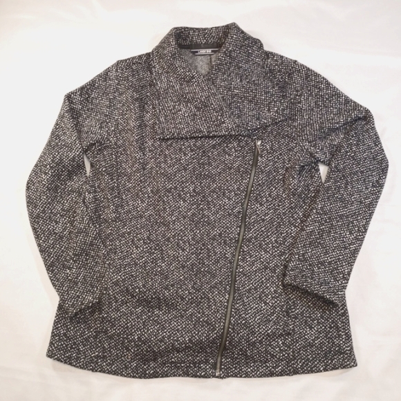 Lands' End Jackets & Blazers - Lands End Side Zip Black And White Tweed Womens M Coat Office Whimsigoth Preppy